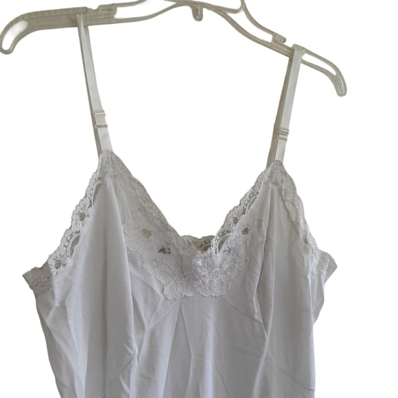 VTG Shadow Line White Lace Nightgown Mini Dress Spaghetti Straps Sweetheart 36 - Picture 2 of 10